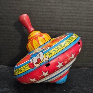 Vintage Bryan OH Art Company Spinning Tin Toy Top Dancing Children USA